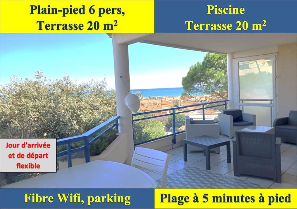 Plain-Pied, Terrasse, Piscine, Pleine Vue Mer, Plage A 6' A Pied, Parking, Wifi Fleury  Exterior foto